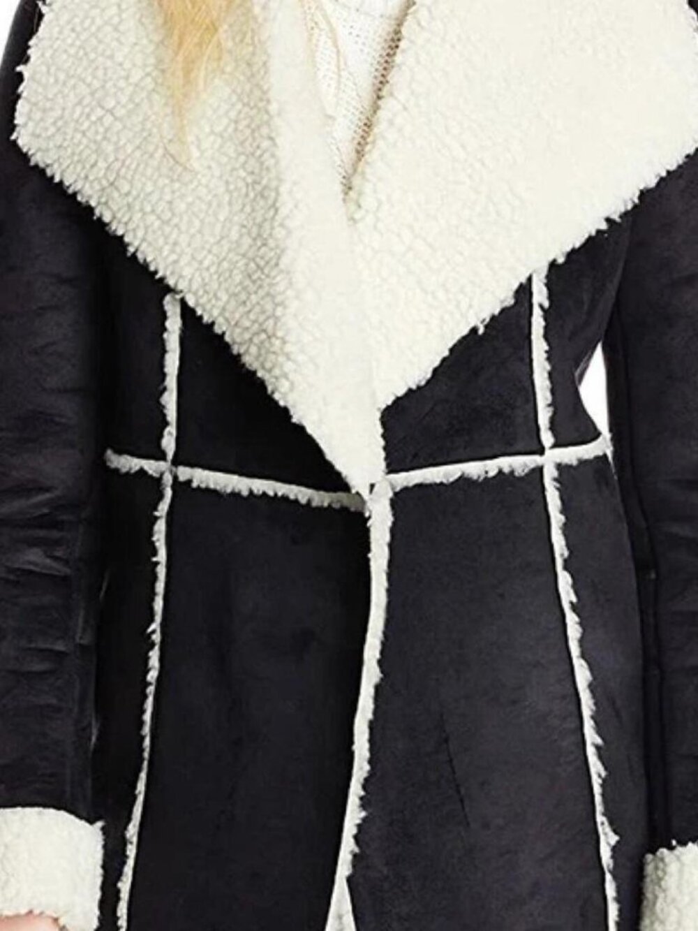 Design History Women's Black and White Shearling Jacket